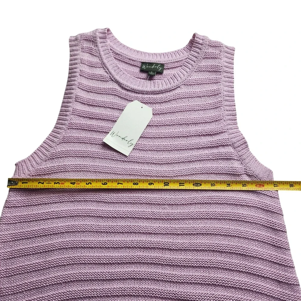 Wonderly‎ Lilac Boho Knit Sleeveless Sweater Vest Tank Top Women L spring layer